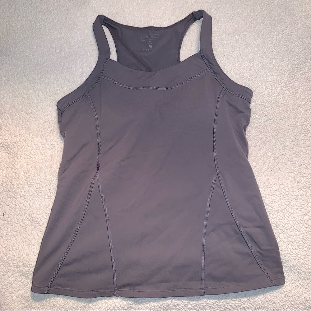 Athleta | Cross-back Workout Tank Top, Gray, Built-in Bra, Sz M